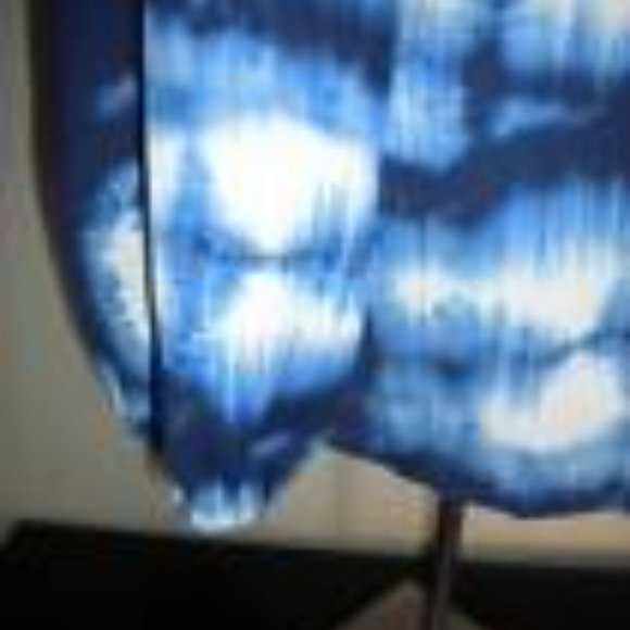 BCBG MAX AZRIA MS SIZE SMALL DARK INK COMBO SPLIT NECK CHIFFON PEASANT BLOUSE - Picture 8 of 9